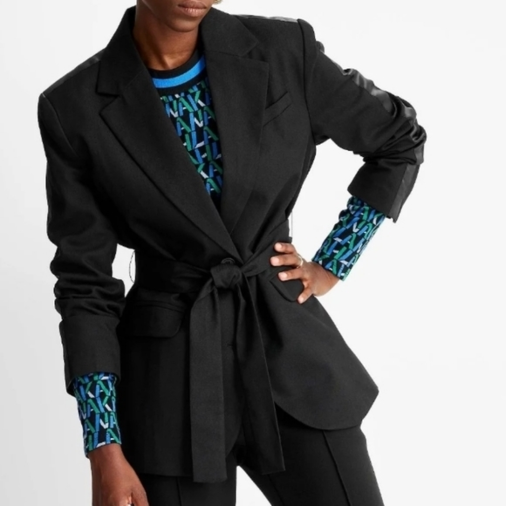 🆕️Women's Tie-Front Blazer Future Collective Kahlana Barfield Brown‎ Size Small